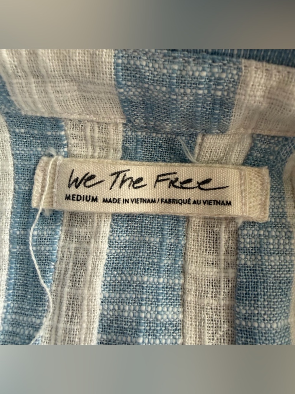 We The Free Away At Sea Crop Boxy Linen Blend Medium Top Nautical Relaxed G - Picture 10 of 11